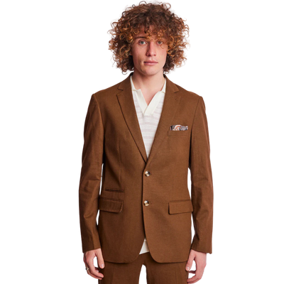 Dover Notch Slim Jacket - Brown Linen