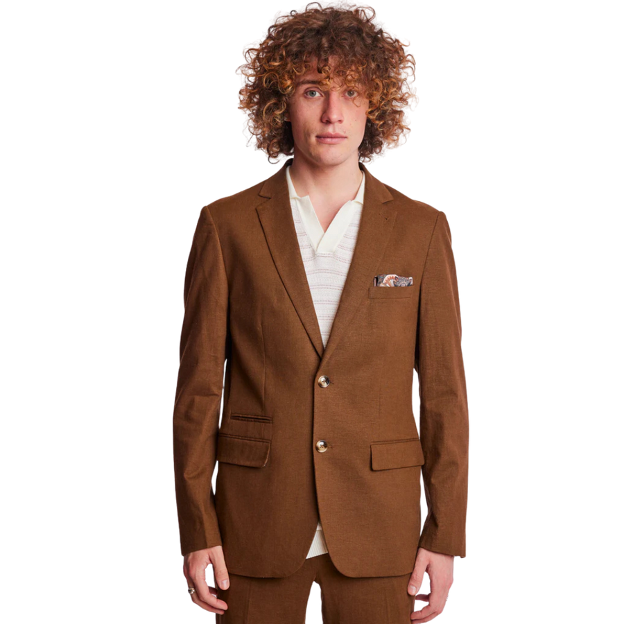 Dover Notch Slim Jacket - Brown Linen