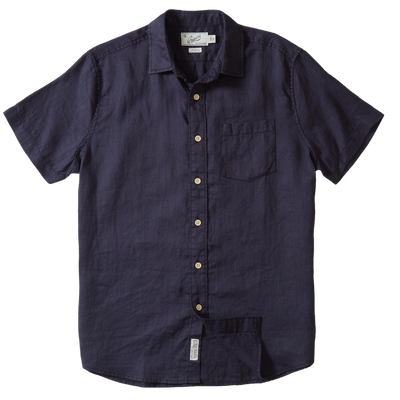 Amalfi Textured Hemp Linen Cotton Short Sleeve - Blue Steel