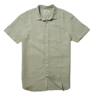 Amalfi Textured Linen Hemp Short Sleeve Shirt - Blue Surf