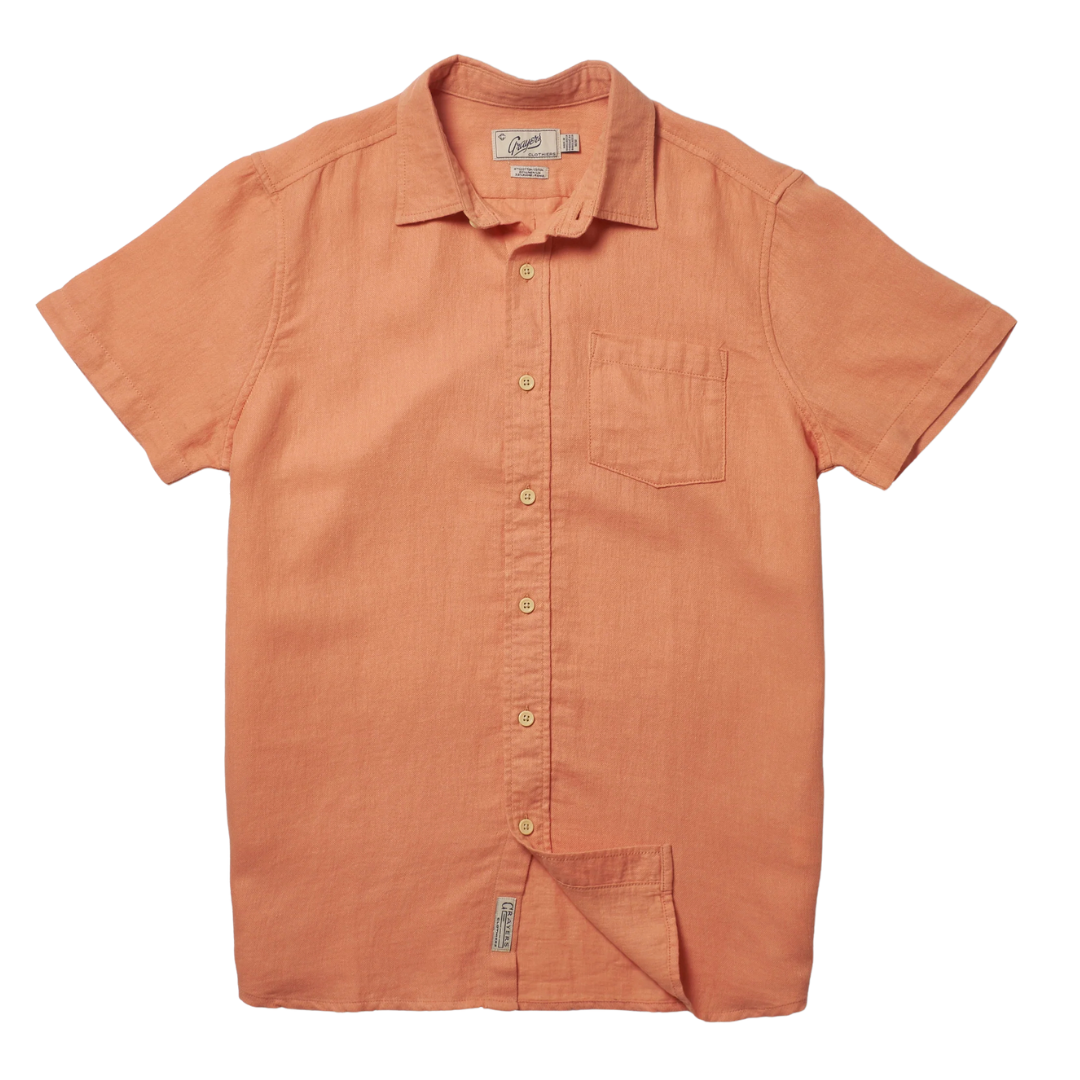 Amalfi Textured Linen Hemp Short Sleeve Shirt - Canyon Sunset