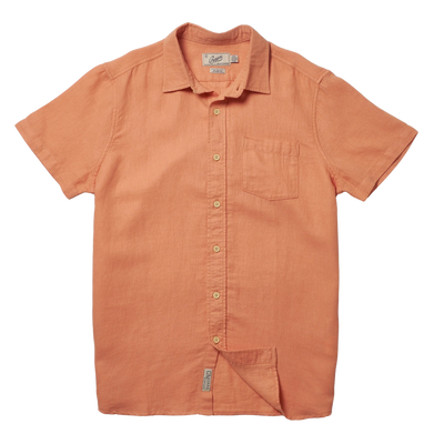Amalfi Textured Linen Hemp Short Sleeve Shirt - Canyon Sunset