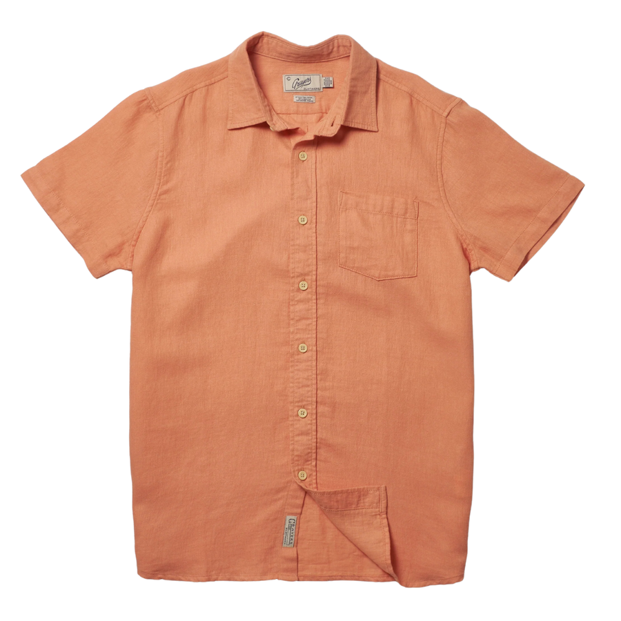 Amalfi Textured Linen Hemp Short Sleeve Shirt - Canyon Sunset