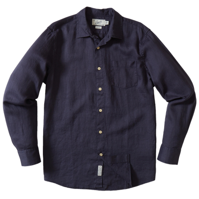 Amalfi Textured Linen Cotton Long Sleeve Shirt - Blue Steel