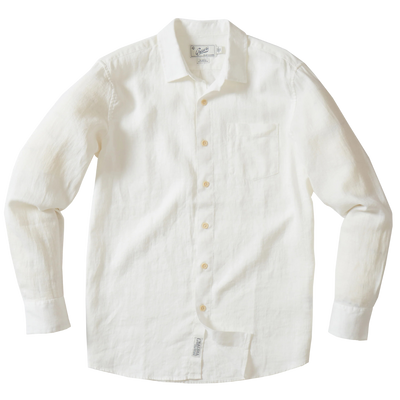 Amalfi Textured Linen Cotton Long Sleeve Shirt - White