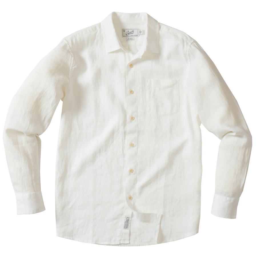 Amalfi Textured Linen Cotton Long Sleeve Shirt - White