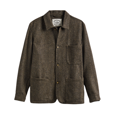 Labura Wool Herringbone Chore Coat - Brown