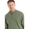 Button Neck Sweater - Moss Green & Paprika