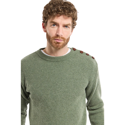 Lambswool Fisherman's Sweater - Moss Green