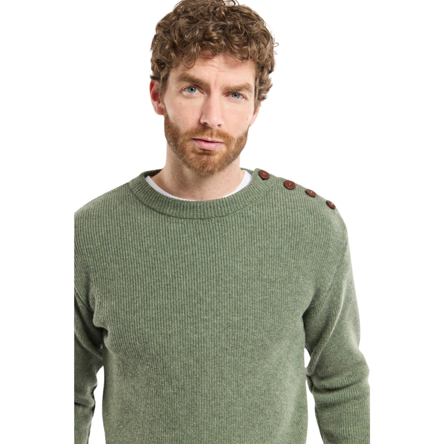 Lambswool Fisherman's Sweater - Moss Green
