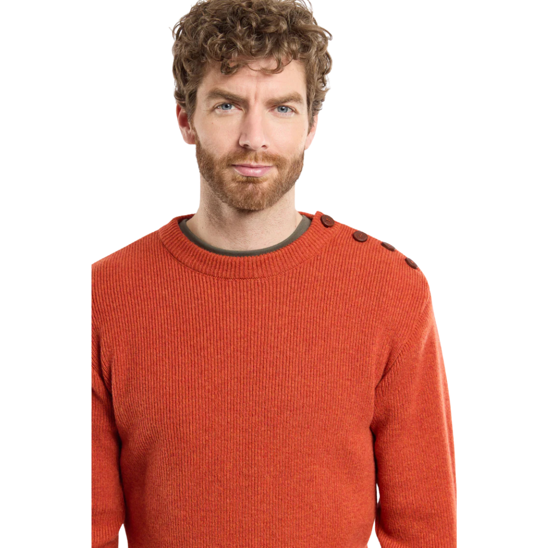 Lambswool Fisherman's Sweater - Paprika