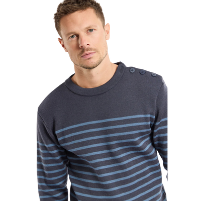 Wool Fisherman's Breton Striped Sweater - Blue Fin
