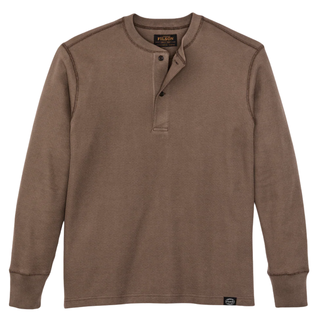 Waffle Knit Henley - Brown