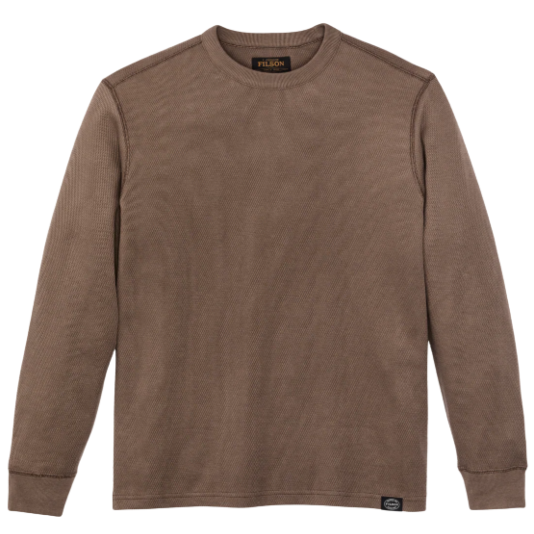 Waffle Knit Thermal Crewneck - Brown