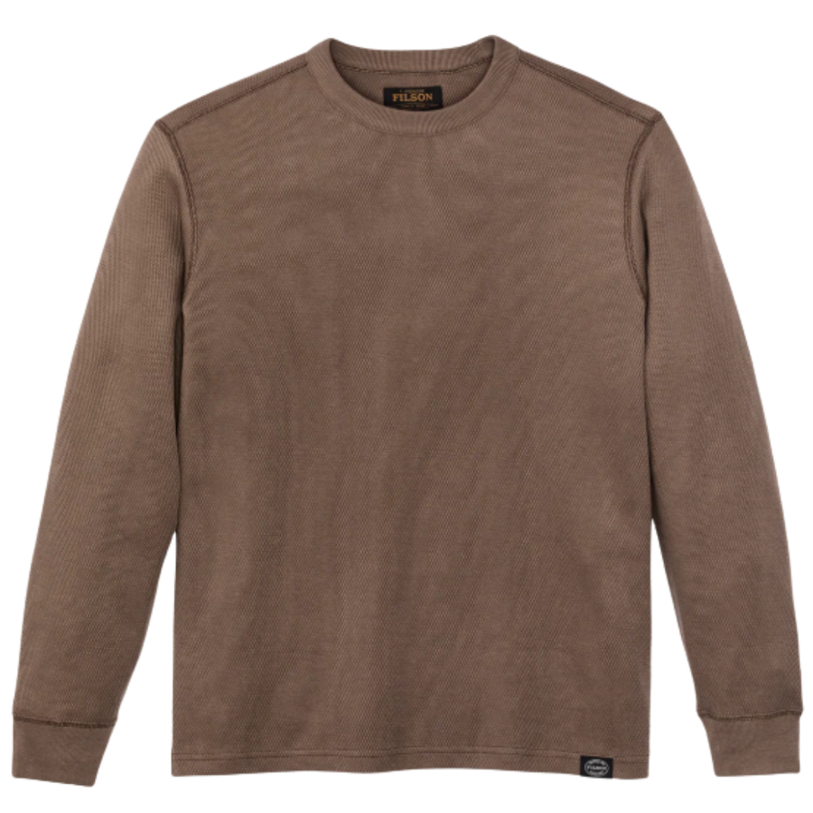 Waffle Knit Thermal Crewneck - Brown