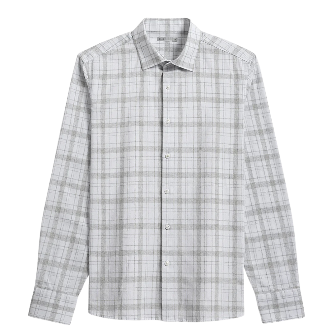 Adrian Heather Check Shirt - Off White & Light Gray