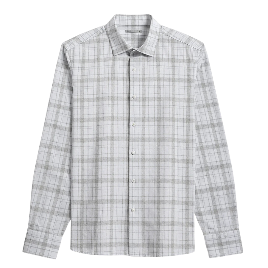 Adrian Heather Check Shirt - Off White & Light Gray