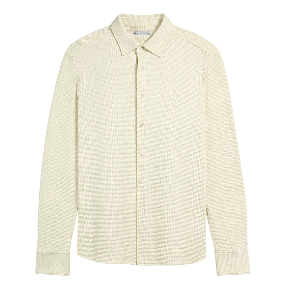 Darcy Slub Waffle Shirt - Cream