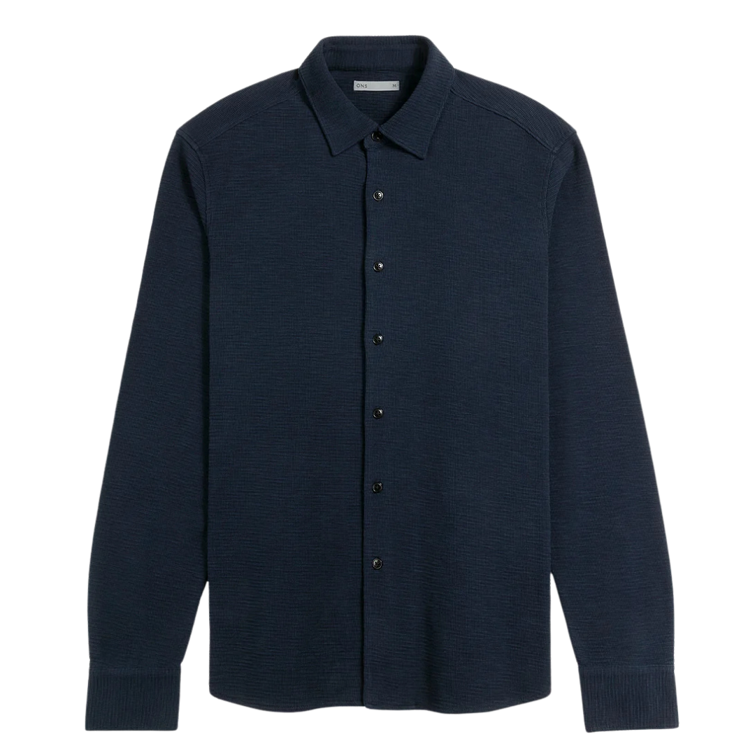 Darcy Slub Waffle Shirt - Navy