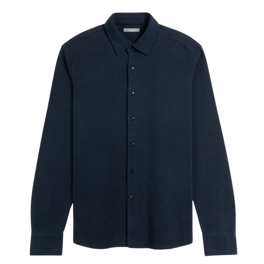 Darcy Slub Waffle Shirt - Navy