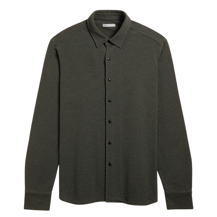 Darcy Slub Waffle Shirt - Peat