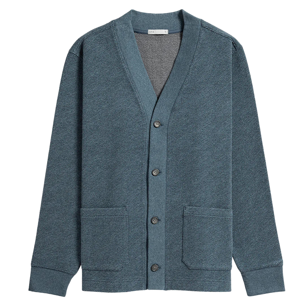 Byron Jacquard Cardigan - Yale Blue Heather