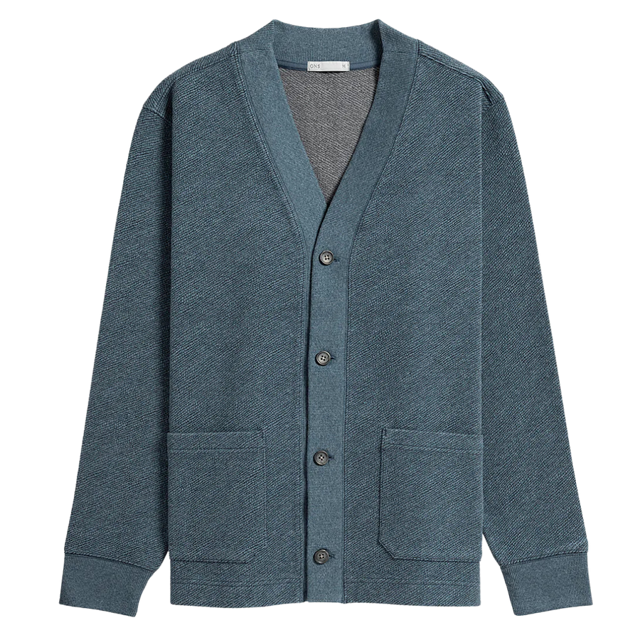 Byron Jacquard Cardigan - Yale Blue Heather