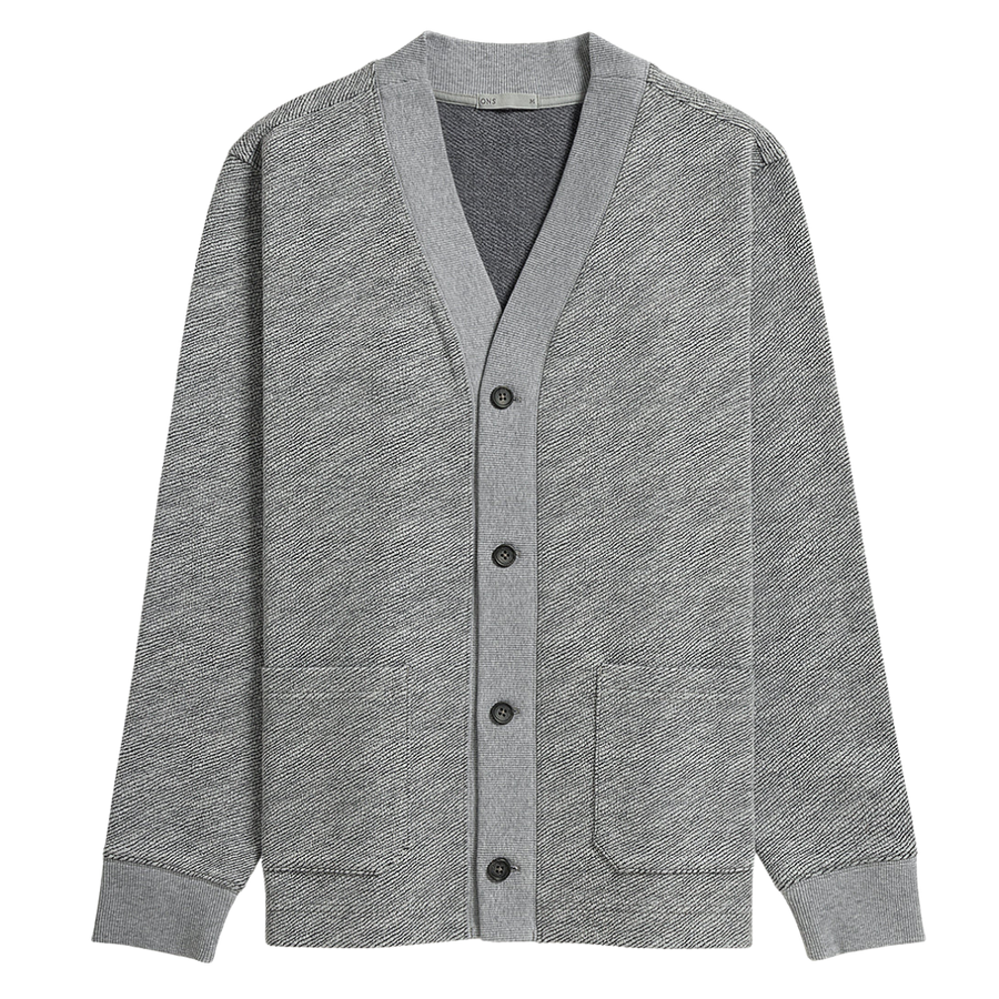 Byron Jacquard Cardigan - Grey Heather