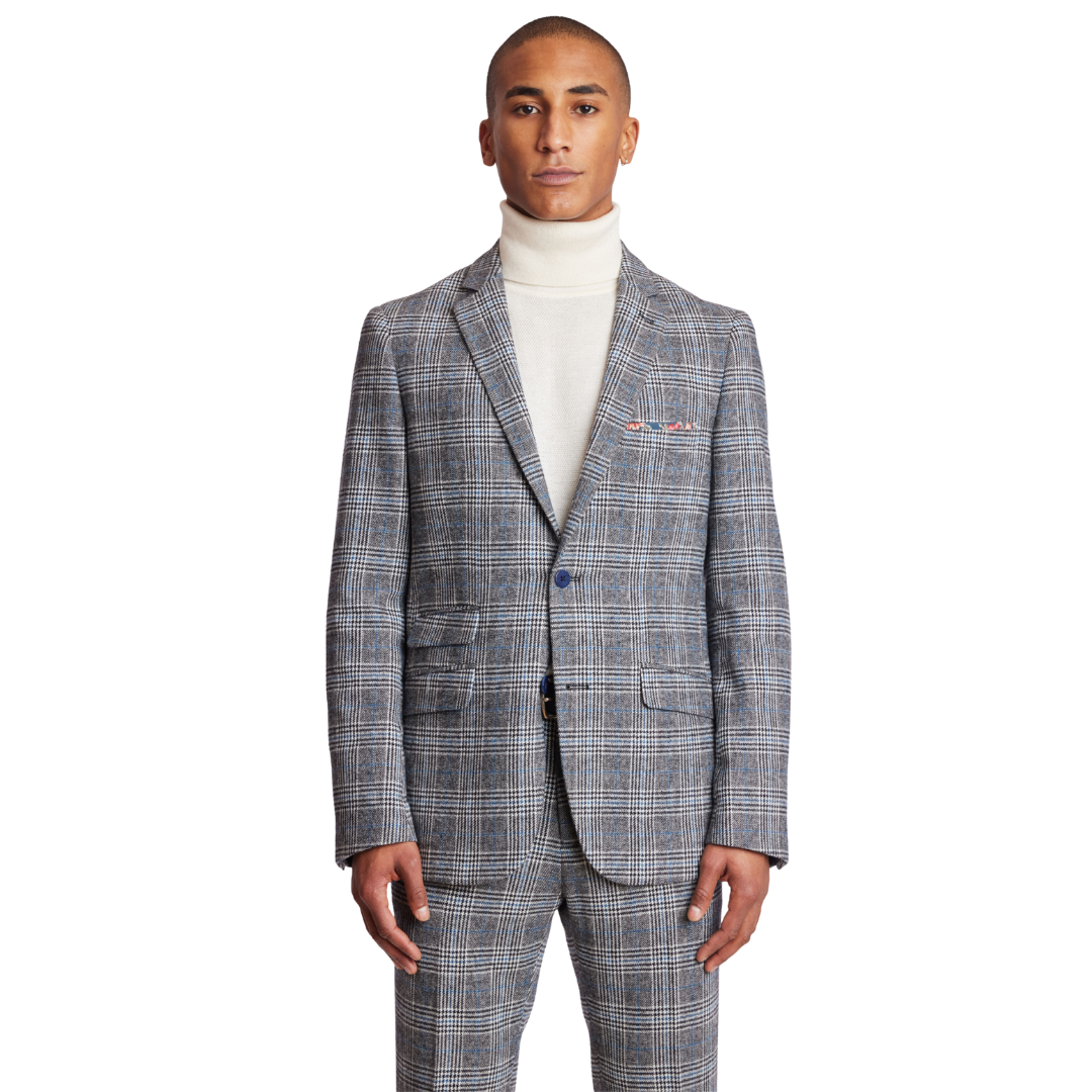 Dover Slim Notch Jacket - Arctic Black & Blue Check