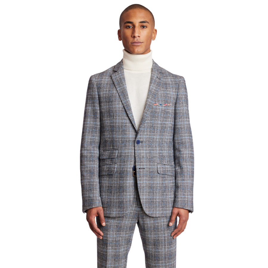 Dover Slim Notch Jacket - Arctic Black & Blue Check