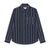 Lennon Wool Pinstripe Overshirt - Dark Navy