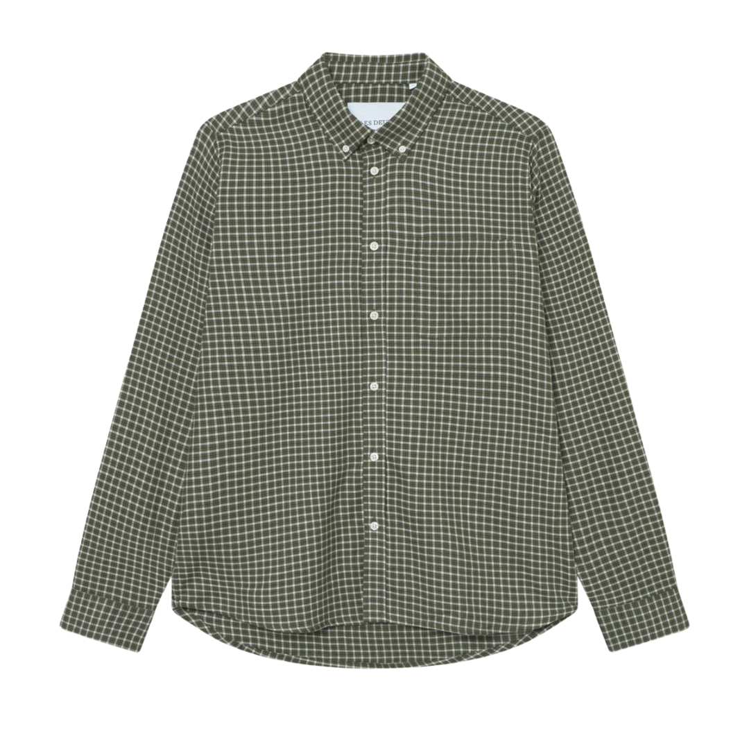 Konrad Check Flannel Shirt - Olive Sand
