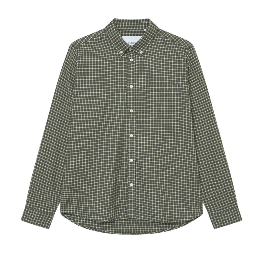 Konrad Check Flannel Shirt - Olive Sand