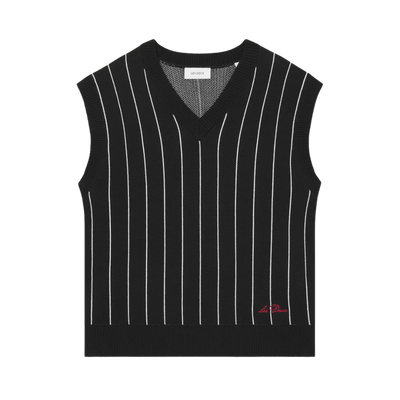 Gaston Jacquard Pinstripe Vest - Black