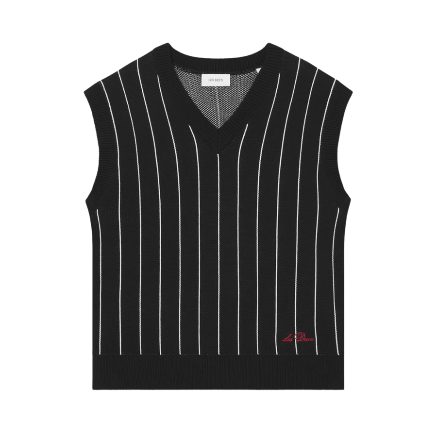Gaston Jacquard Pinstripe Vest - Black