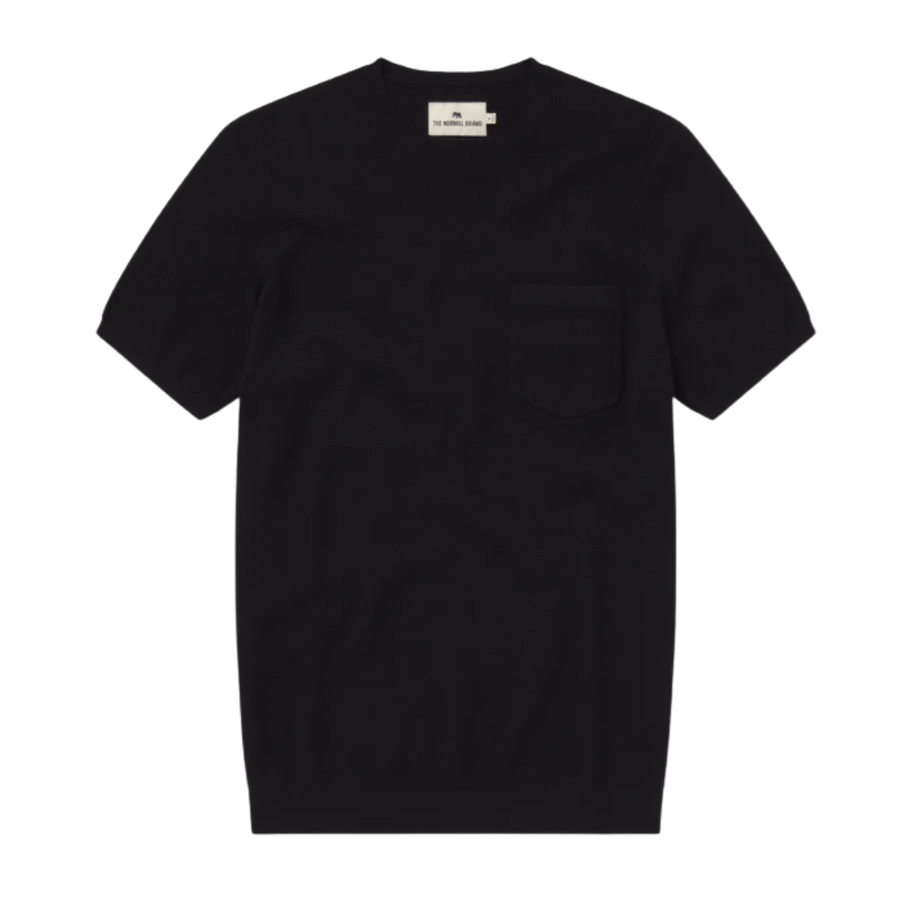 Waffle Knit Sweater Tee - Black