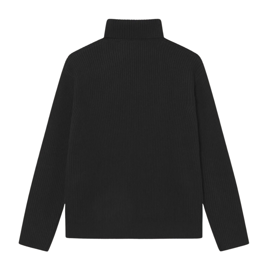Eddie Wool Rib Rollneck Knit - Black