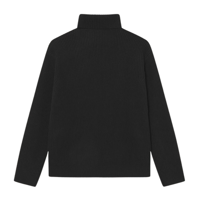 Eddie Wool Rib Rollneck Knit - Black