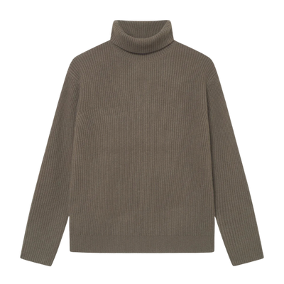 Eddie Wool Rib Rollneck Knit - Teak Brown