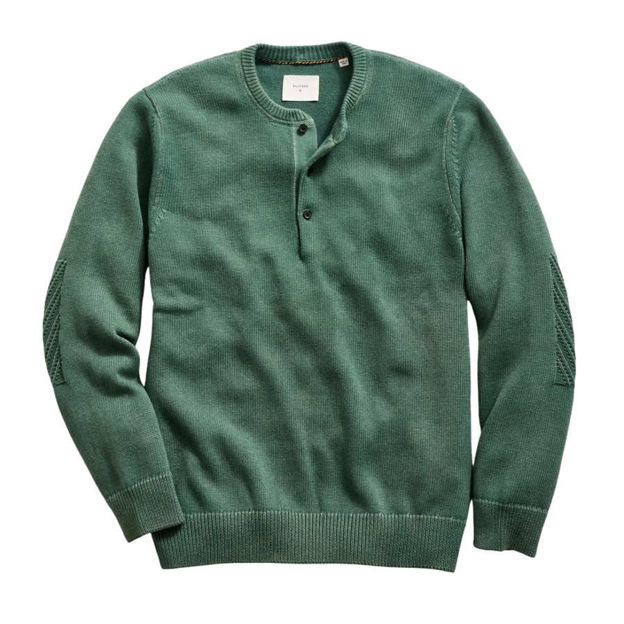 Garment-Dyed Henley Sweater - Jungle Green