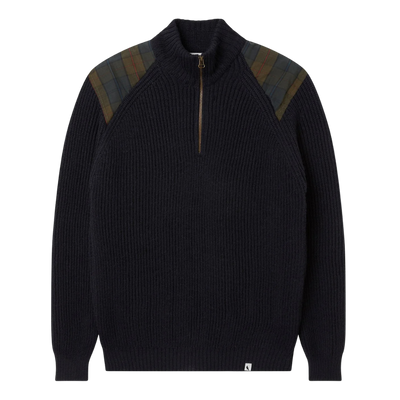 Bexley Quarter Zip Sweater - Navy & Plaid