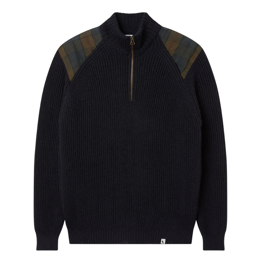 Bexley Quarter Zip Sweater - Navy & Plaid