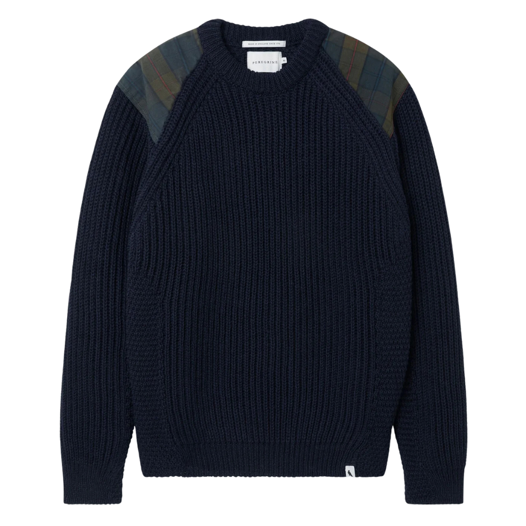 Bexley Crew Sweater - Navy & Plaid