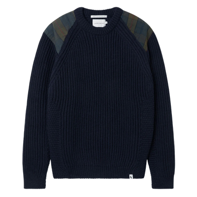 Bexley Crew Sweater - Navy & Plaid
