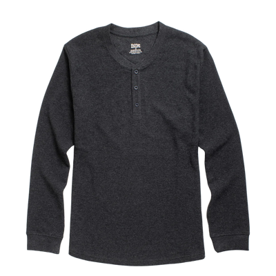 Recycled Waffle Henley - Charcoal