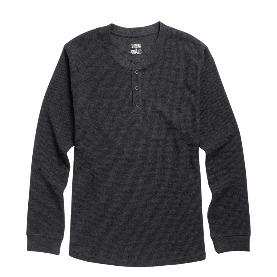 Recycled Waffle Henley - Charcoal
