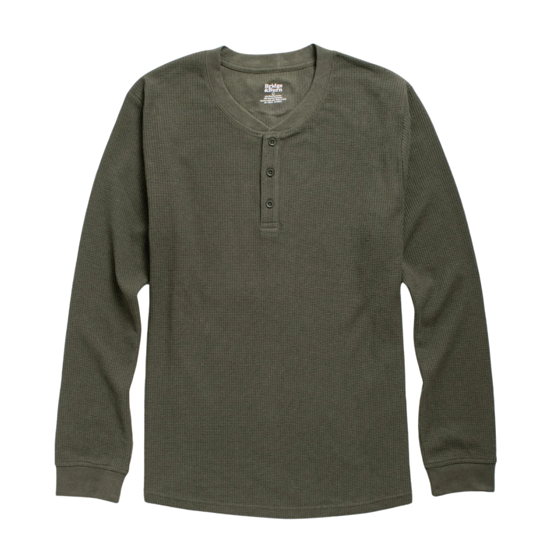 Recycled Waffle Henley - Forest