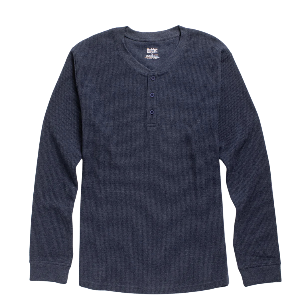 Recycled Waffle Henley - Sapphire