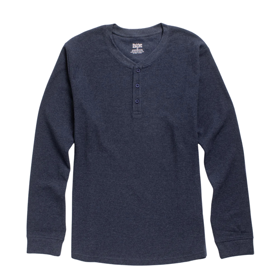 Recycled Waffle Henley - Sapphire
