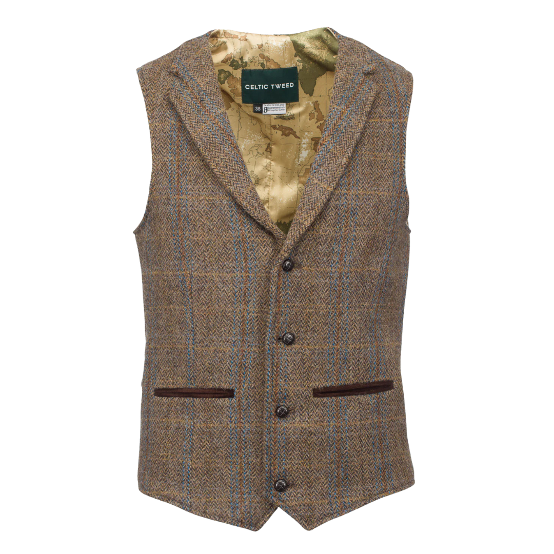 Irish Tweed Waistcoat - Brown Hunting Plaid
